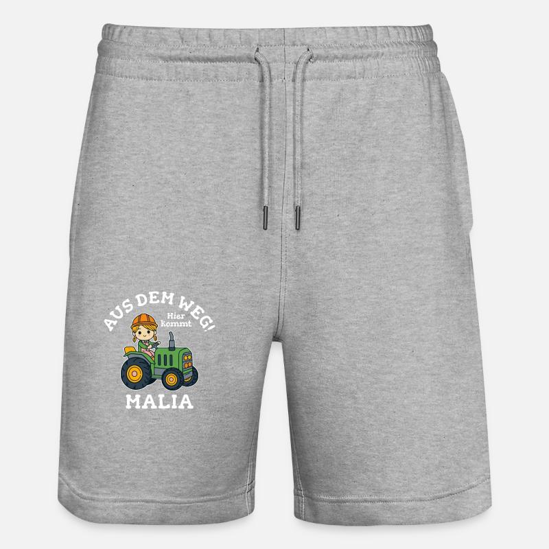 Malia Name Traktor - Stanley/Stella Unisex Bio Joggingshorts Trainer  - Grau meliert