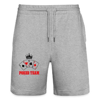 Équipe de poker - Short de jogging bio TRAINER Stanley/Stella unisexe - gris chiné - Devant - Nik (191cm) & Marisol (170cm)