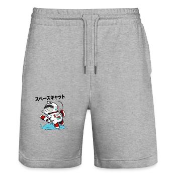 SPACE CAT JAPANESE - Stanley/Stella Trainer Unisex Organic Jogging Shorts - heather grey - Front - Nik (191cm) & Marisol (170cm)