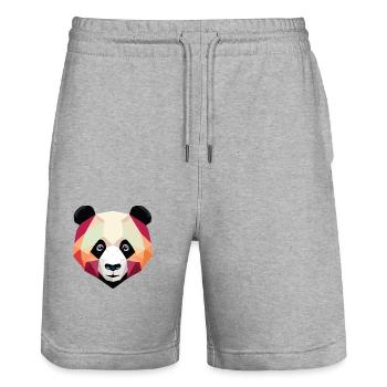 Panda Low Poly - Stanley/Stella Trainer Unisex Organic Jogging Shorts - heather grey - Front - Nik (191cm) & Marisol (170cm)