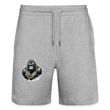 gorille avec chaine en or - Short de jogging bio TRAINER Stanley/Stella unisexe - gris chiné - Devant - Nik (191cm) & Marisol (170cm)