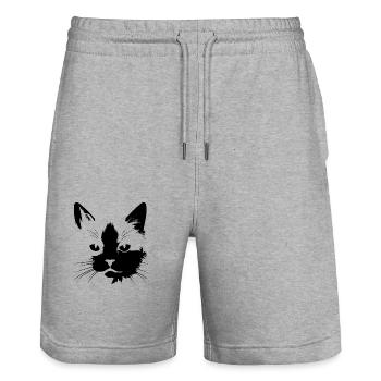 Chat, Motif De Chat - Short de jogging bio TRAINER Stanley/Stella unisexe - gris chiné - Devant - Nik (191cm) & Marisol (170cm)