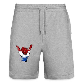 Drapeau de la Hollande Symbole de surf utilisé - Short de jogging bio TRAINER Stanley/Stella unisexe - gris chiné - Devant - Nik (191cm) & Marisol (170cm)