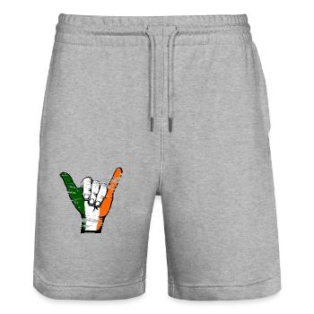 Ireland Flag Surfing Symbol Used - Stanley/Stella Trainer Unisex Organic Jogging Shorts - heather grey - Front - Nik (191cm) & Marisol (170cm)