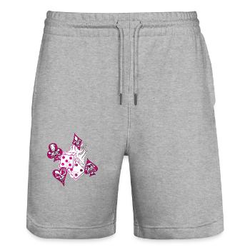 Glücksspiel - Stanley/Stella Unisex Bio Joggingshorts Trainer  - Grau meliert - Vorne - Nik (191cm) & Marisol (170cm)