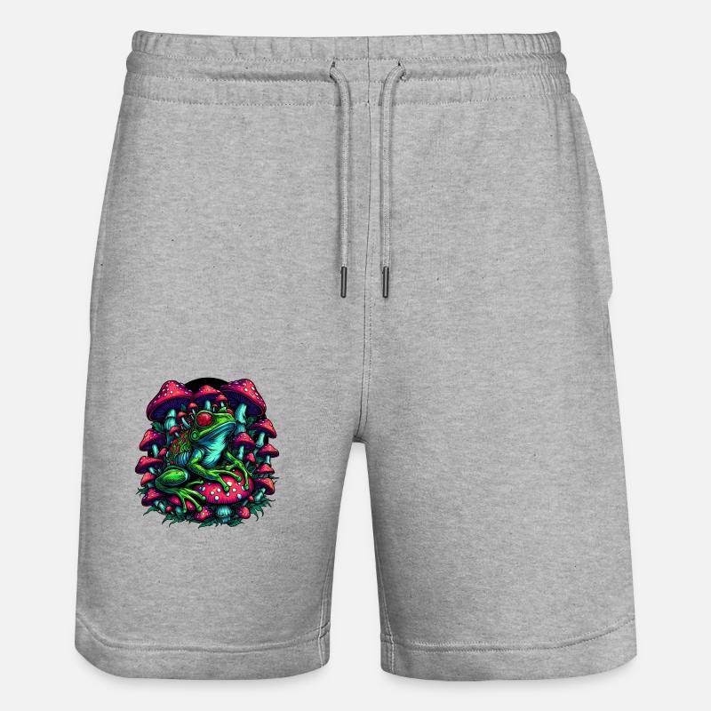 Grenouille psychédélique aux champignons - Short de jogging bio TRAINER Stanley/Stella unisexe - gris chiné