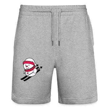 ski fahrer schneemann 02 - Stanley/Stella Unisex Bio Joggingshorts Trainer  - Grau meliert - Vorne - Nik (191cm) & Marisol (170cm)