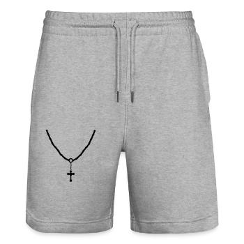 Chaîne croisée 01 - Short de jogging bio TRAINER Stanley/Stella unisexe - gris chiné - Devant - Nik (191cm) & Marisol (170cm)