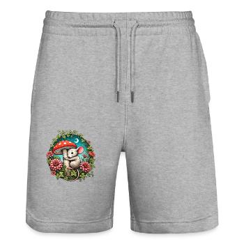 Maus - Stanley/Stella Unisex Bio Joggingshorts Trainer  - Grau meliert - Vorne - Nik (191cm) & Marisol (170cm)