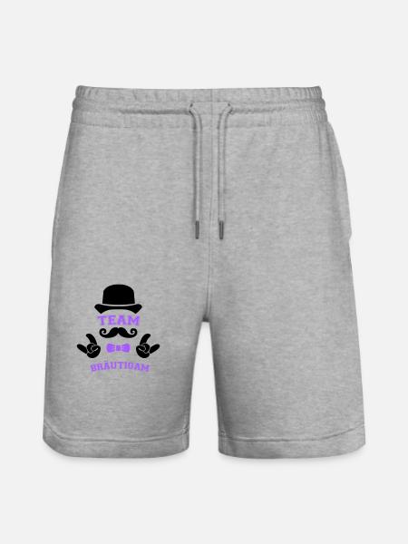 Team Groom - Stanley/Stella Trainer Unisex Organic Jogging Shorts - heather grey