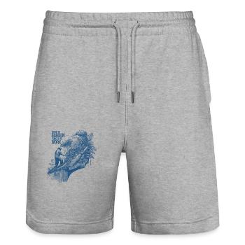 Geboren für den Garten, gezwungen zu arbeiten - Stanley/Stella Unisex Bio Joggingshorts Trainer  - Grau meliert - Vorne - Nik (191cm) & Marisol (170cm)