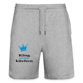 Tablier de cuisine pour homme - Short de jogging bio TRAINER Stanley/Stella unisexe - gris chiné - Devant - Nik (191cm) & Marisol (170cm)