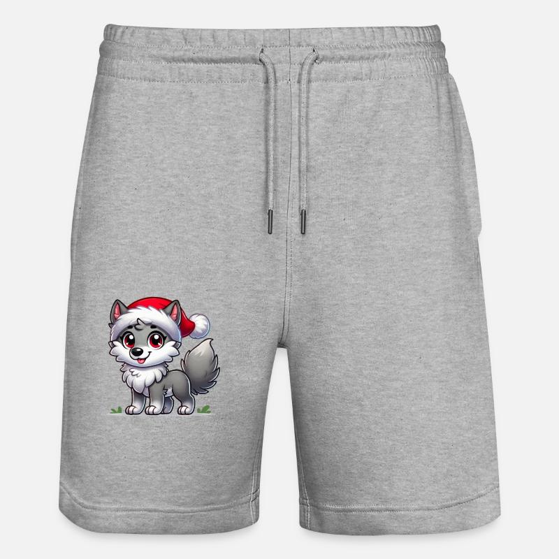 Loup Joyeux Noël - Short de jogging bio TRAINER Stanley/Stella unisexe - gris chiné