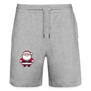 Santa Claus Cartoon - Stanley/Stella Trainer Unisex Organic Jogging Shorts - heather grey - Front - Nik (191cm) & Marisol (170cm)