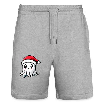 Méduse Noël - Short de jogging bio TRAINER Stanley/Stella unisexe - gris chiné - Devant - Nik (191cm) & Marisol (170cm)