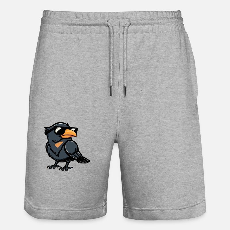 Rabe Krähe Comic Cool - Stanley/Stella Unisex Bio Joggingshorts Trainer - Grau meliert