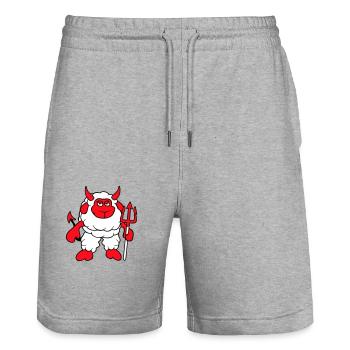 Mouton Diable Satan Enfer Mal Trident Cornes Cool - Short de jogging bio TRAINER Stanley/Stella unisexe - gris chiné - Devant - Nik (191cm) & Marisol (170cm)
