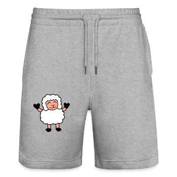 mouton bébé se tient mignon mignon agneau mignon enfant heureux - Short de jogging bio TRAINER Stanley/Stella unisexe - gris chiné - Devant - Nik (191cm) & Marisol (170cm)