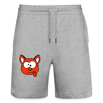Hund Fuchs Lustige Grimasse Schielen Zunge Raus - Stanley/Stella Unisex Bio Joggingshorts Trainer  - Grau meliert - Vorne - Nik (191cm) & Marisol (170cm)