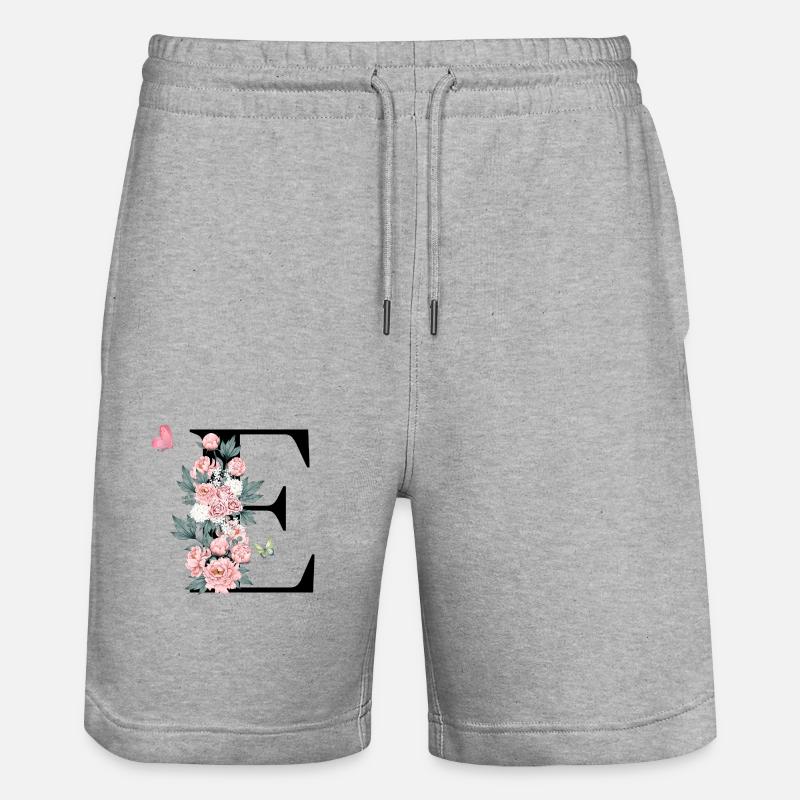 Buchstabe e rosa Blumen - Stanley/Stella Unisex Bio Joggingshorts Trainer  - Grau meliert