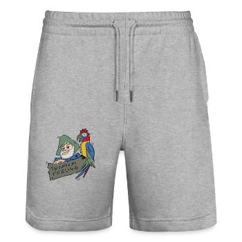 Robinson Crusoe Tag - Stanley/Stella Unisex Bio Joggingshorts Trainer  - Grau meliert - Vorne - Nik (191cm) & Marisol (170cm)