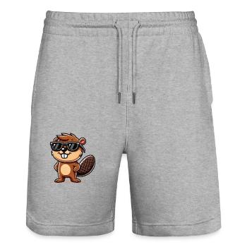 biber comic sonnenbrille - Stanley/Stella Unisex Bio Joggingshorts Trainer  - Grau meliert - Vorne - Nik (191cm) & Marisol (170cm)
