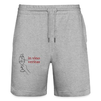 Rot modern Vino Wein T shirt png - Stanley/Stella Unisex Bio Joggingshorts Trainer  - Grau meliert - Vorne - Nik (191cm) & Marisol (170cm)