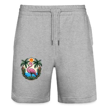 Flamant - Short de jogging bio TRAINER Stanley/Stella unisexe - gris chiné - Devant - Nik (191cm) & Marisol (170cm)