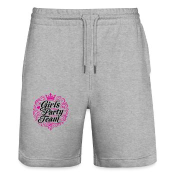 Équipe de fête entre filles - Short de jogging bio TRAINER Stanley/Stella unisexe - gris chiné - Devant - Nik (191cm) & Marisol (170cm)