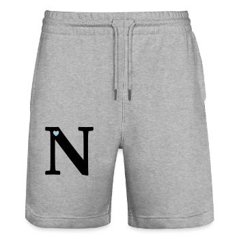 Letter N Initial Letter - Stanley/Stella Trainer Unisex Organic Jogging Shorts - heather grey - Front - Nik (191cm) & Marisol (170cm)