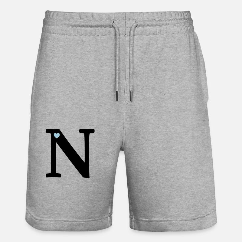 Lettre N Lettre initiale - Short de jogging bio TRAINER Stanley/Stella unisexe - gris chiné