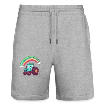 tractor rainbow - Stanley/Stella Unisex Bio Joggingshorts Trainer  - Grau meliert - Vorne - Nik (191cm) & Marisol (170cm)