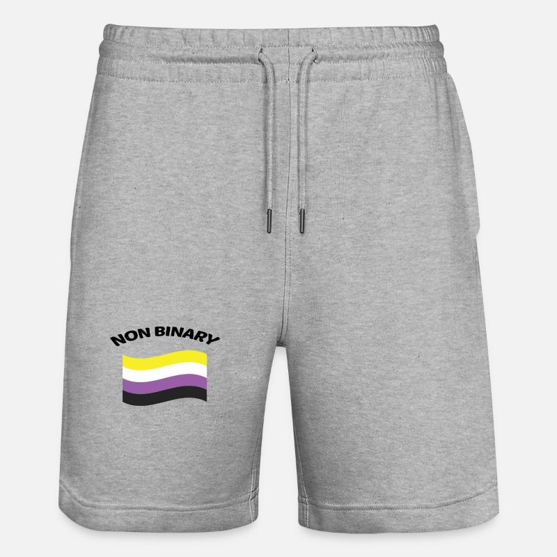 NON BINARY FLAGGE Brusttasche - Stanley/Stella Unisex Bio Joggingshorts Trainer  - Grau meliert