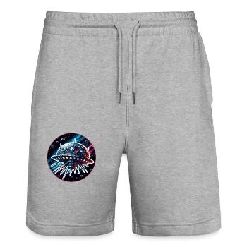 Fantastic spider spaceship in space - Stanley/Stella Trainer Unisex Organic Jogging Shorts - heather grey - Front - Nik (191cm) & Marisol (170cm)
