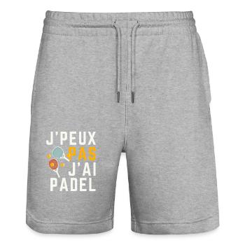 I can't I have Padel - Stanley/Stella Trainer Unisex Organic Jogging Shorts - heather grey - Front - Nik (191cm) & Marisol (170cm)