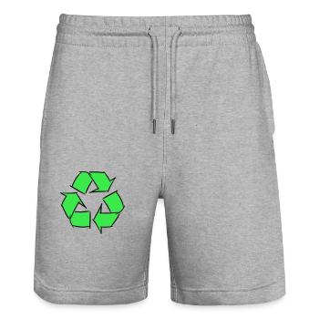 Recycled icon, decorative drawing, customizable. - Stanley/Stella Trainer Unisex Organic Jogging Shorts - heather grey - Front - Nik (191cm) & Marisol (170cm)