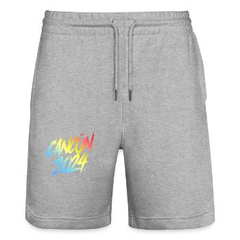 L’équipe colorée des Fêtes de Cancún 2024 - Short de jogging bio TRAINER Stanley/Stella unisexe - gris chiné - Devant - Nik (191cm) & Marisol (170cm)