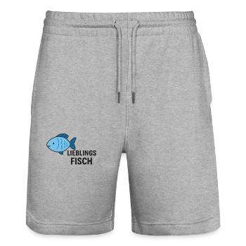 FAVORITE FISH - Stanley/Stella Trainer Unisex Organic Jogging Shorts - heather grey - Front - Nik (191cm) & Marisol (170cm)