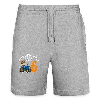 6. Geburtstag Traktor Junge - Stanley/Stella Unisex Bio Joggingshorts Trainer  - Grau meliert - Vorne - Nik (191cm) & Marisol (170cm)