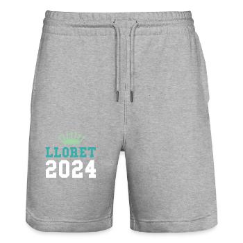 Lloret De Mar 2024 Crown - Stanley/Stella Trainer Unisex Organic Jogging Shorts - heather grey - Front - Nik (191cm) & Marisol (170cm)
