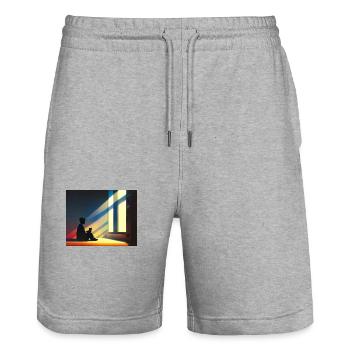 Lofi - Dude - Stanley/Stella Unisex Bio Joggingshorts Trainer  - Grau meliert - Vorne - Nik (191cm) & Marisol (170cm)