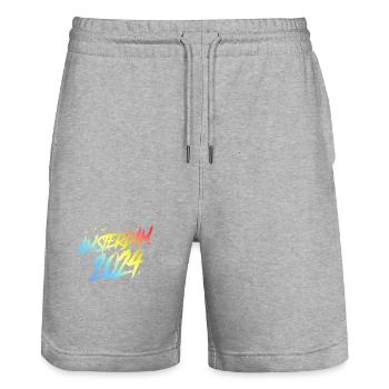 L’équipe colorée des fêtes d’Amsterdam 2024 - Short de jogging bio TRAINER Stanley/Stella unisexe - gris chiné - Devant - Nik (191cm) & Marisol (170cm)