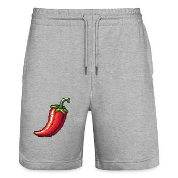 Icône Pixel Chili - Short de jogging bio TRAINER Stanley/Stella unisexe - gris chiné - Devant - Nik (191cm) & Marisol (170cm)