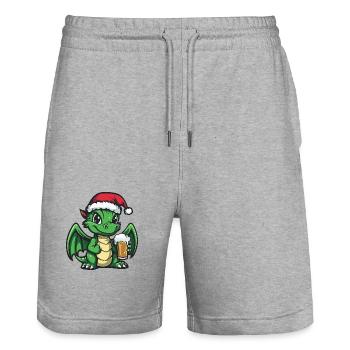 Drache Bier Xmas Weihnachten - Stanley/Stella Unisex Bio Joggingshorts Trainer  - Grau meliert - Vorne - Nik (191cm) & Marisol (170cm)