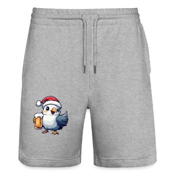 Dove Bird Beer Xmas Christmas - Stanley/Stella Trainer Unisex Organic Jogging Shorts - heather grey - Front - Nik (191cm) & Marisol (170cm)