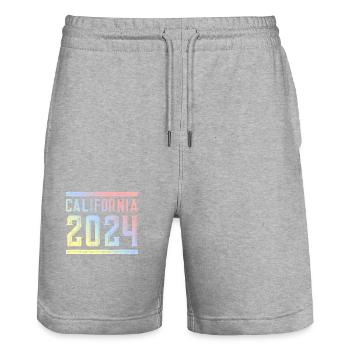 California 2024 Bunt - Stanley/Stella Unisex Bio Joggingshorts Trainer  - Grau meliert - Vorne - Nik (191cm) & Marisol (170cm)