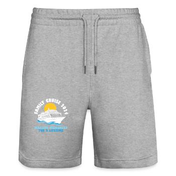 Family Cruise 2024 Voyage Cruising Tour Matching - Stanley/Stella Unisex Bio Joggingshorts Trainer  - Grau meliert - Vorne - Nik (191cm) & Marisol (170cm)