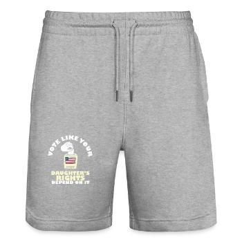 Vote Matters Vote Like Your Daughter's Rights - Stanley/Stella Trainer Unisex Organic Jogging Shorts - heather grey - Front - Nik (191cm) & Marisol (170cm)