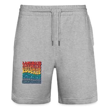 Enseignant SPED Laminate Collaborer Autisme - Short de jogging bio TRAINER Stanley/Stella unisexe - gris chiné - Devant - Nik (191cm) & Marisol (170cm)