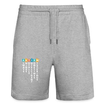 Support Autism Awareness Month Puzzle Piece - Stanley/Stella Unisex Bio Joggingshorts Trainer  - Grau meliert - Vorne - Nik (191cm) & Marisol (170cm)